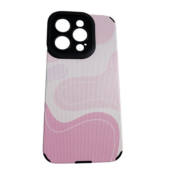 Other - Pink 1pc Striped Pattern 3d Faux Leather Anti-Drop Soft Phone Case Compatible